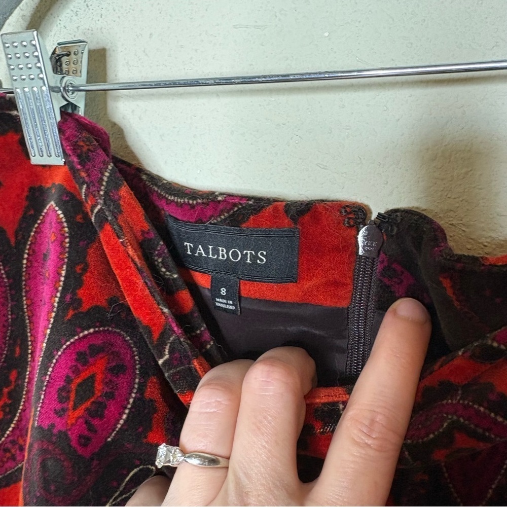 Talbots Orange Velvet Paisley Skirt Size 8 - Picture 4 of 7